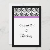 Invitation Lavande violet Damas noir/blanc (Dos)