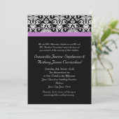 Invitation Lavande violet Damas noir/blanc (Debout devant)