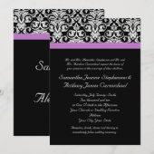Invitation Lavande violet Damas noir/blanc (Devant / Derrière)