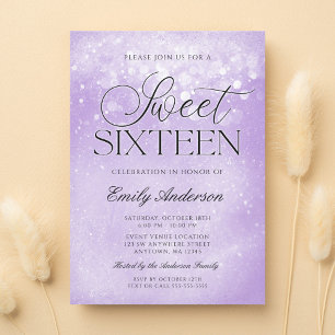 Invitation Lavande Violet Étincelle Sweet 16