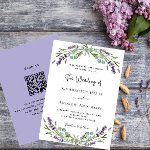 Invitation Lavande violet fleuri code QR RSVP mariage de luxe