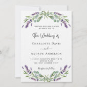 Invitation Lavande violet fleuri code QR RSVP mariage de luxe (Devant)