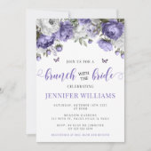 Invitation Lavande violet fleurie brunch douche (Devant)