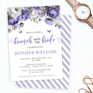 Invitation Lavande violet fleurie brunch douche