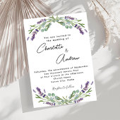 Invitation Lavande violet fleurit vert script mariage