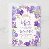 Invitation Lavande violet fleurs sauvages Sweet 16 anniversai (Devant)