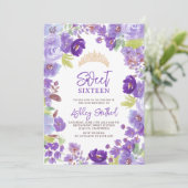 Invitation Lavande violet fleurs sauvages Sweet 16 anniversai (Debout devant)