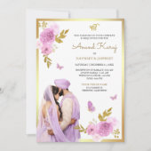 Invitation Lavande violet Floral Anand Karaj Sikh Mariage (Devant)