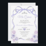 Invitation Lavande Violet Floral Bow Frame Argent Mis Quince<br><div class="desc">Lavande ÉDITABLE Violet Floral Bow Frame Argent Mis Quince Invitation Elégante Quinceañera Lavande Violet Floral Princesse Argent Couronne Invitation Mis Quince 15 Anos,  16e Anniversaire Fête</div>