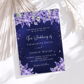 Invitation Lavande violet florales marine bleu luxe mariage