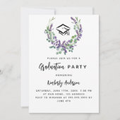 Invitation Lavande violet florales verdure fête de graduation (Devant)