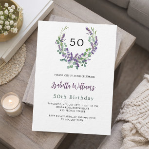 Invitation Lavande violet florales verdure luxe anniversaire