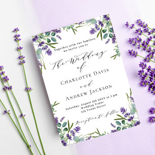 Invitation Lavande violet florales verdure luxe mariage