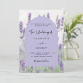 Invitation Lavande violet floraux arc photo luxe mariage (Debout devant)