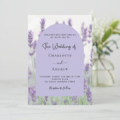 Invitation Lavande violet floraux arc QR code RSVP mariage (Debout devant)