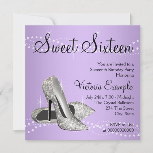 Invitation Lavande violet haut talons doux 16 Partie (Devant)