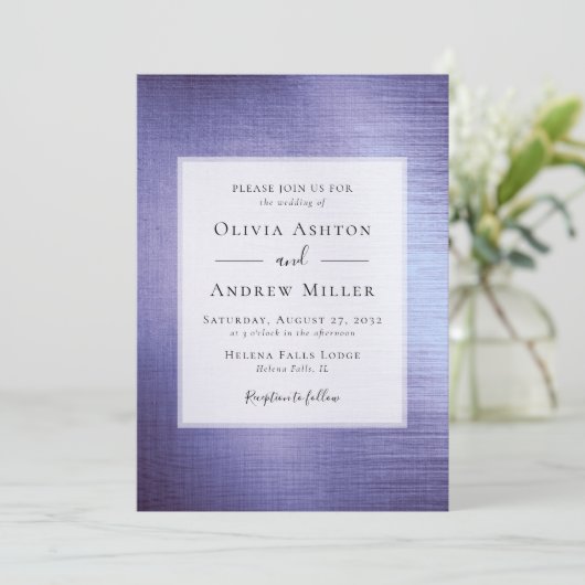 Invitation Lavande violet huile tout en un Mariage QR (Debout devant)