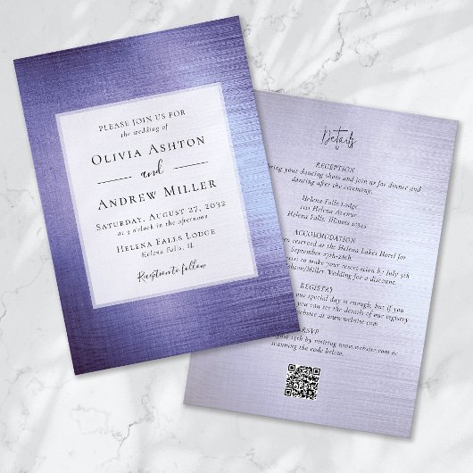 Invitation Lavande violet huile tout en un Mariage QR