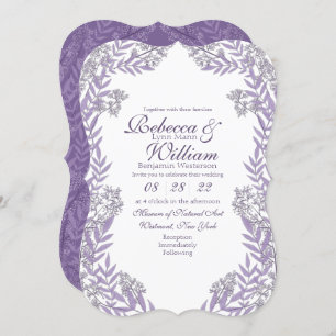 Invitation Lavande violet Mariage Vintage Botanique