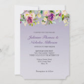 Invitation Lavande Violet Ombré Bourgogne Rouge Floral (Devant)
