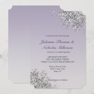 Invitation Lavande violet ombre Parties scintillant argent ét