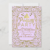 Invitation Lavande Violet Or Château Royale FÊTE PRINCESSE (Devant)