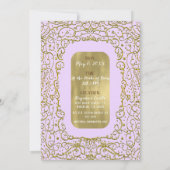 Invitation Lavande Violet Or Château Royale FÊTE PRINCESSE (Dos)