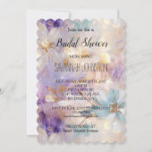 Invitation Lavande violet or glam Fête des mariées florale (Devant)