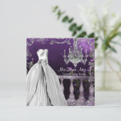 Invitation Lavande violet Rose Lustre Quinceanera (Debout devant)