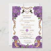 Invitation Lavande violet Roses Ouest Charro Quinceanera (Devant)