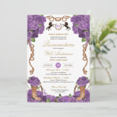 Invitation Lavande violet Roses Ouest Charro Quinceanera (Debout devant)