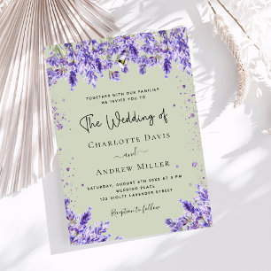 Invitation Lavande violet sauge vert floral luxe mariage