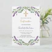 Invitation Lavande violet verdure luxe Confirmation (Debout devant)