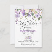Invitation Lavande violet violet Baby shower floral (Devant)