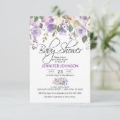Invitation Lavande violet violet Baby shower floral (Debout devant)