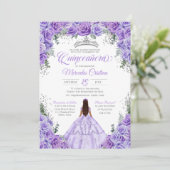 Invitation Lavande violette clair Rose Silver Quinceanera (Debout devant)