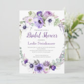 Invitation Lavande violette Fête des mariées florale blanche (Debout devant)