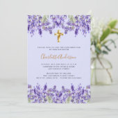 Invitation Lavande violette fleurs croisent luxe Confirmation (Debout devant)