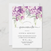 Invitation Lavande violette & Fleurs d'argent Quinceanera Par (Devant)