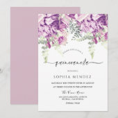 Invitation Lavande violette & Fleurs d'argent Quinceanera Par (Devant / Derrière)