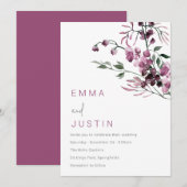Invitation Lavande violette Jasmine Mariage floral (Devant / Derrière)