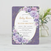 Invitation Lavande violette Lavande Rose Baby shower Floral (Debout devant)