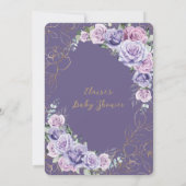 Invitation Lavande violette Lavande Rose Baby shower Floral (Dos)
