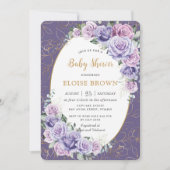 Invitation Lavande violette Lavande Rose Baby shower Floral (Devant)