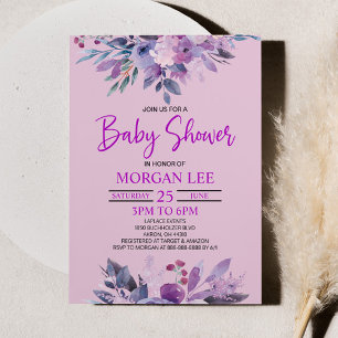 Invitation Lavande violette Lavande Violet Plum Baby shower
