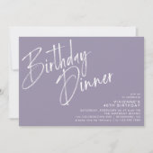Invitation Lavande violette Lilac | Dîner d'anniversaire simp (Devant)