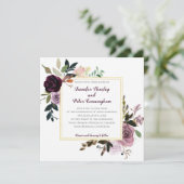 Invitation Lavande violette rose or Floral | MARIAGE CARRÉ (Debout devant)