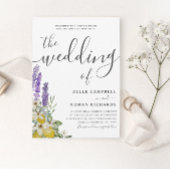 Invitation Lavande violette rustique et Mariage citron