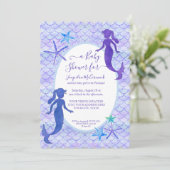 Invitation Lavande violette Sirène Épales bébé fille Douche (Debout devant)