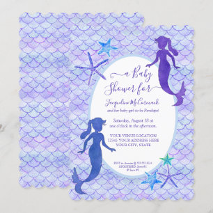 Invitation Lavande violette Sirène Épales bébé fille Douche